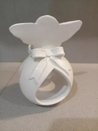 Porta candela angelo bianco porcellana