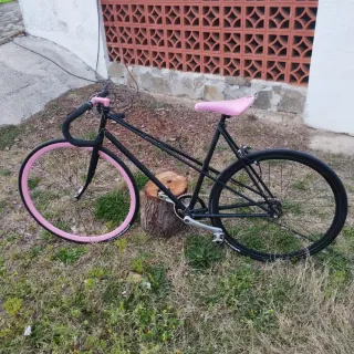 Bicicleta Fixie Negra rosa