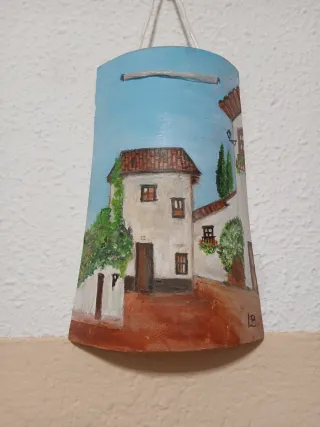 Teja decorativa pintada a mano