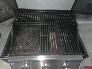 Barbacoa de gas negra y plateada