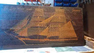 Dipinto olio su tavola effetto pelle di coccodrill