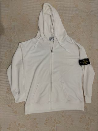 Felpa Stone Island bianca con zip