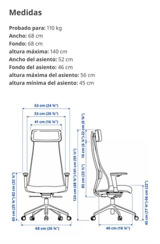 Silla de oficina Ikea modelo JÄRVFJÄLLET