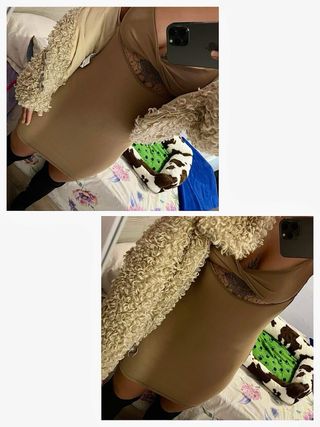 Vestido ajustado marrón básico con aberturas.