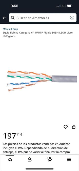 Cable red Equip Cat.6A U/UTP rígido 305 m LSOH