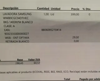 Lavadora Samsung 8kg