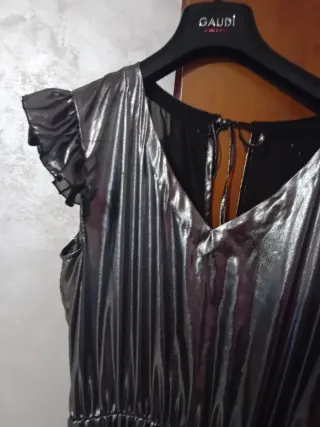 Vestito lungo argento plissettato