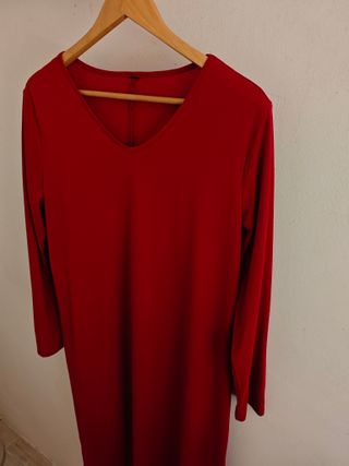 Vestido largo rojo talla L mujer manga larga