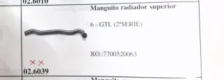 Manguito superior radiador RENAULT 6 GTL (2°Serie)