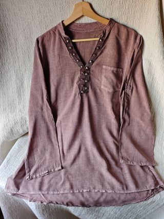 camisa talla l morado grisáceo tachuelas nueva