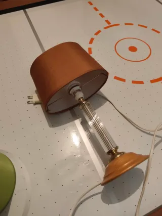 Lámpara de mesa vintage cristal y madera