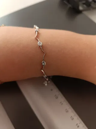 Pulsera Oro Blanco 18k y Diamantes