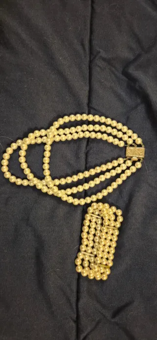 Set Collana e Bracciale Perle Dorate