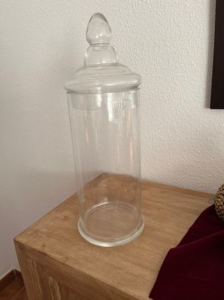 Jarrón de cristal alto con tapa