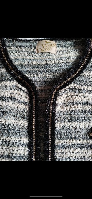 Jersey de punto gris y blanco