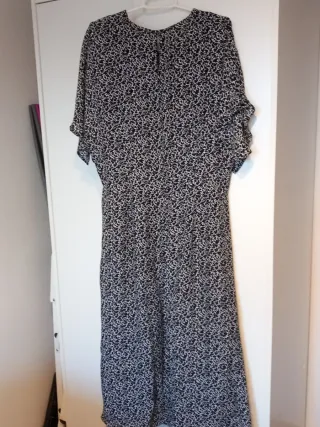 Vestido midi seda blanco y negro