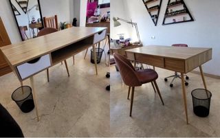 Escritorio madera con cajón y hueco