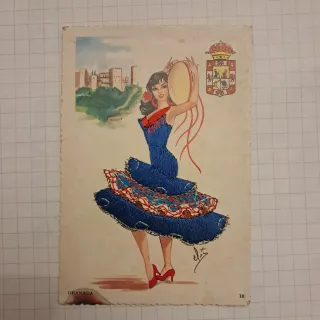 Cartoline Spagna ricamate vintage