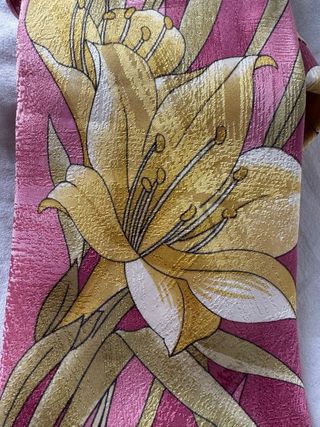 Cravatta Kenzo floreale rosa disegni gigli vintage