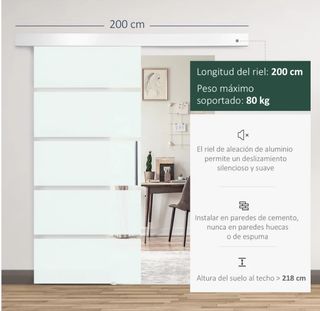 Puerta Corredera Cristal 90x205 cm