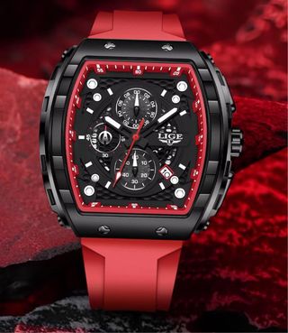 Reloj LIGE Negro y Rojo