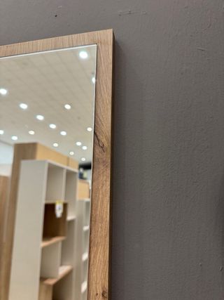 Espejo de baño madera y cristal