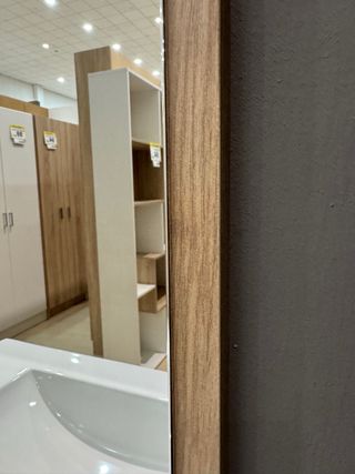 Espejo de baño madera y cristal