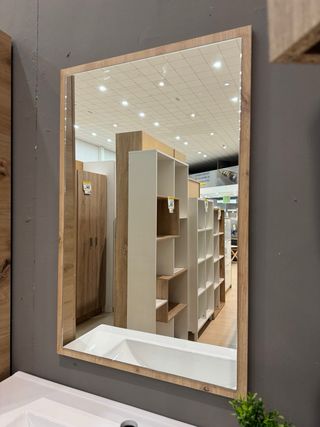 Espejo de baño madera y cristal