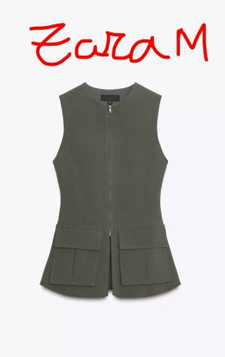 Chaleco Zara Talla M Verde Militar