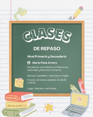Clases de repaso primaria y secundaria.