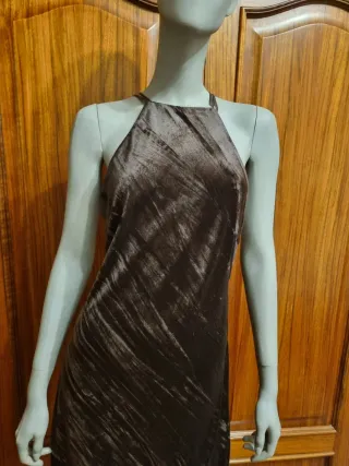 Vestido terciopelo flecos. Zara. Talla S. Nuevo