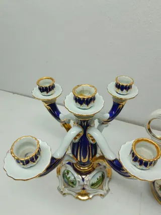 Conjunto Candelabros y Jarrón Ramgi Manises