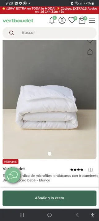 Edredón Nórdico Bebé 75x120cm + 2 Fundas