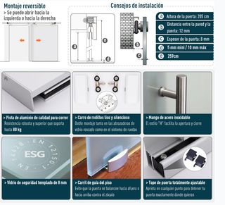 Puerta Corredera Cristal 77.5x205 cm