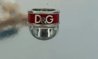 Anillo D&G Plata y Piel Rojo