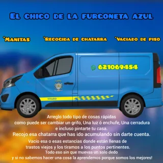 Chico furgoneta azul manitas portes mudanza