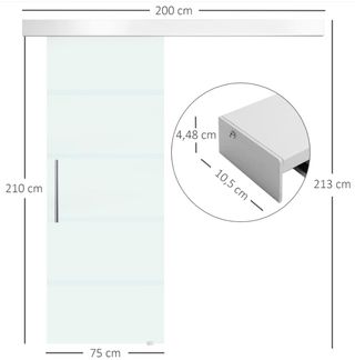 Puerta Corredera Cristal Satinado 75x210