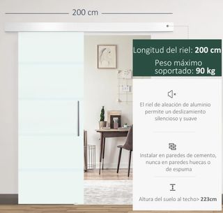 Puerta Corredera Cristal Satinado 75x210