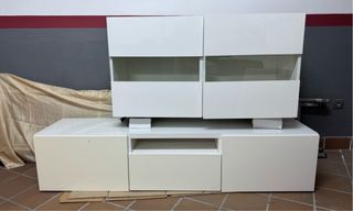 Mesa centro cristal y plástico