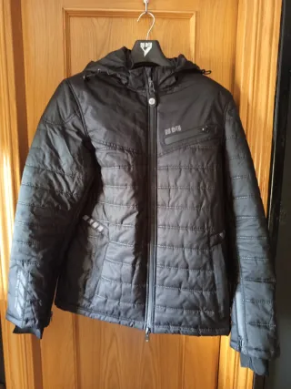 Chaqueta de motorista negra con capucha talla L