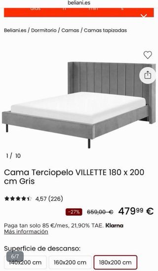 Cama Matrimonio Tapizada Gris