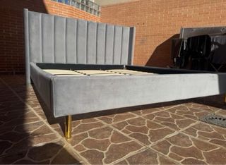 Cama Matrimonio Tapizada Gris