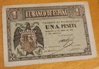 Billete 1 Peseta Banco de España Franquista