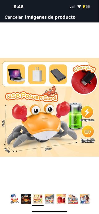 Cangrejo Juguete Bebé Eléctrico con Luz y Sonido