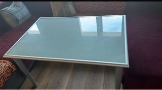 Mesa de centro cristal y metal