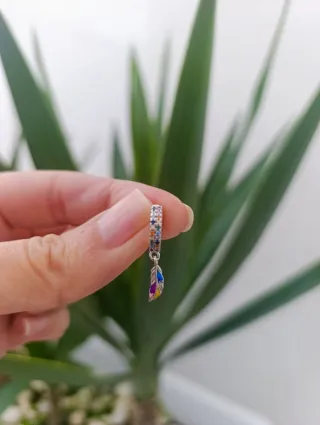 Pendientes Aro Pluma Multicolor