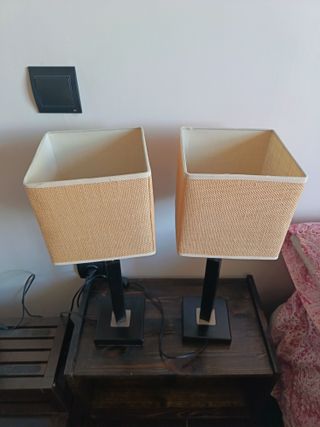 2 Lámparas Mesa Tulipa Rústica Madera