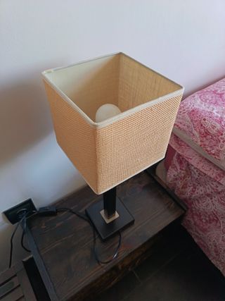 2 Lámparas Mesa Tulipa Rústica Madera