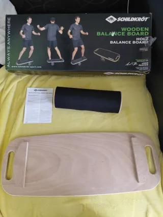 Tabla de equilibrio de madera Schilkröt + rodillo
