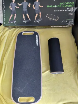 Tabla de equilibrio de madera Schilkröt + rodillo